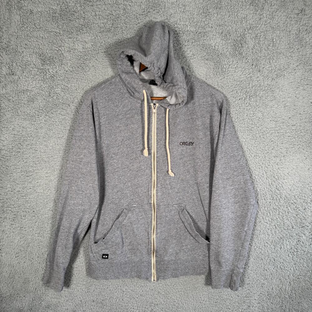 Oakley Mens Gray Hooded Long Sleeve Full-Zip Lightweight Jacket Size Medium